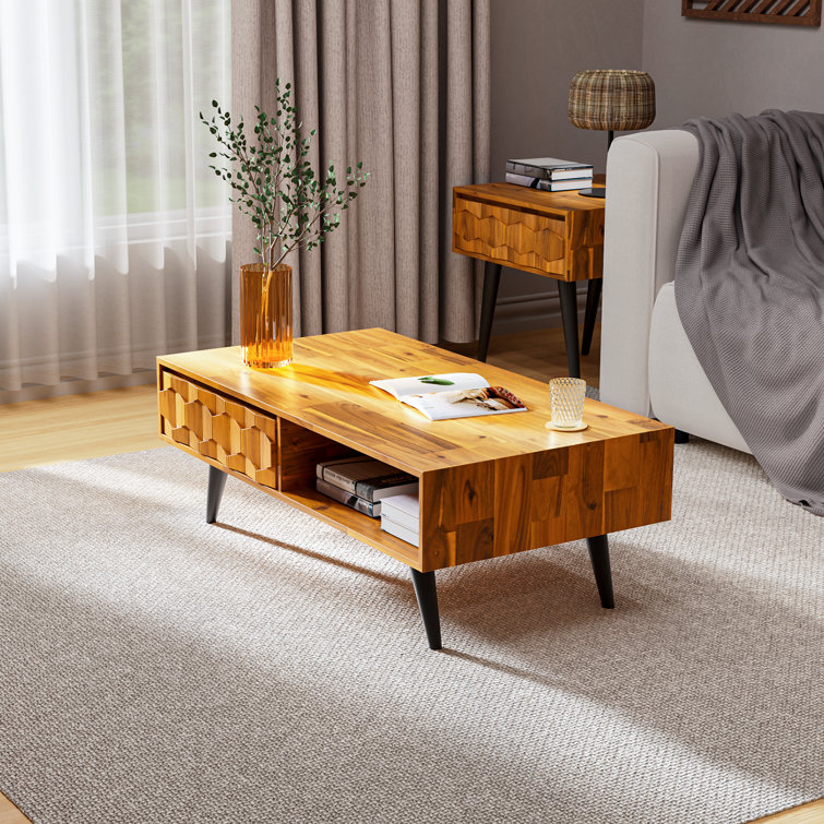 Gwen solid wood coffee deals table with storage